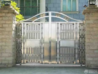 现代别墅不锈钢围墙大门装修设计效果图片欣赏