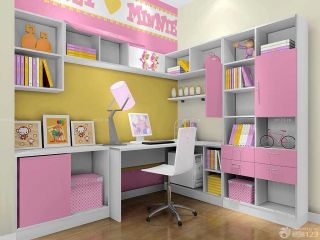 女儿童书桌书柜组合装修设计效果图片赏析