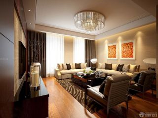 两室一厅小户型客厅褐色窗帘装修实景图欣赏