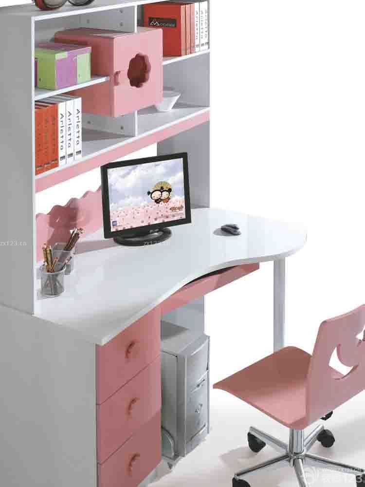 简约女儿童书桌书柜组合装修设计效果图欣赏
