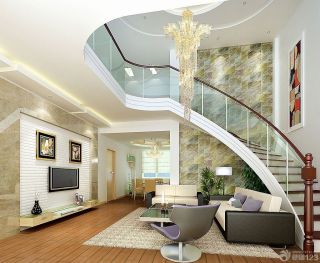 美式小别墅房屋楼梯设计图片