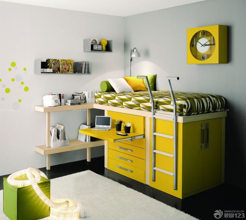 2025最新个性现代36平小户型收纳床装修实景图