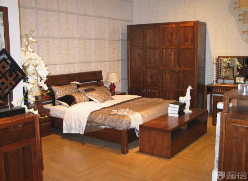 结婚卧室双叶实木家具设计图片大全