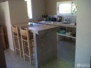 家装厨房水泥橱柜小吧台效果图
