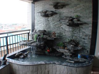 大户型客厅阳台室内假山流水喷泉效果图欣赏