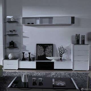 最新简约黑白风格组合电视柜效果图欣赏