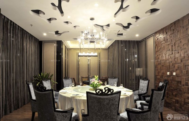 餐厅包房艺术吊顶装修设计效果图欣赏