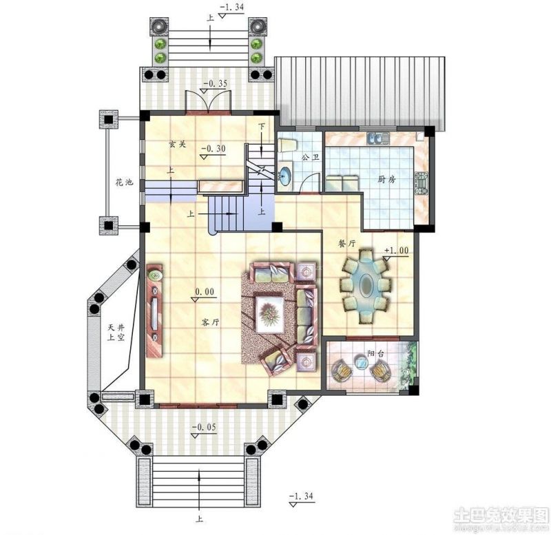 2023古典风格农村单层别墅户型图