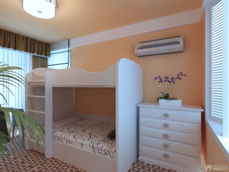 2025最新超小卧室白色高低床设计图