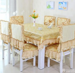 家庭餐厅桌布椅套装饰效果图片