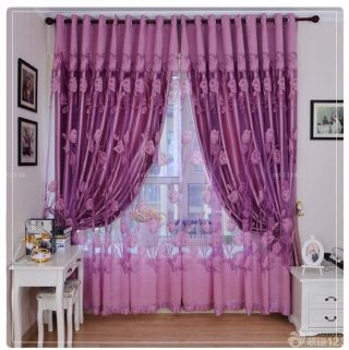 最新2023温馨小卧室紫色窗帘效果图大全