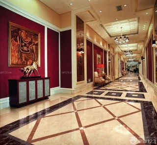 最新时尚欧式豪华酒店红色地砖装修效果图片