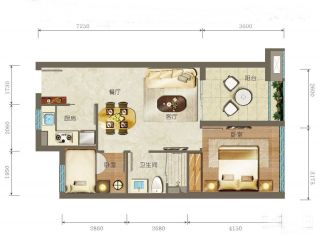 2023地中海风格一室两厅平面设计图片