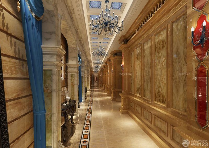 欧式风格高级私人会所走廊装修效果图片