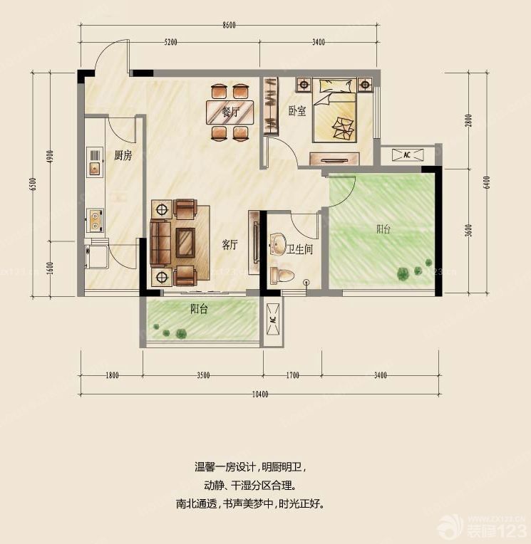 2023经典古典风格一室两厅平面设计图