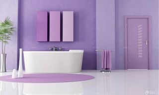 2023简约家庭室内浴室紫色墙面效果图