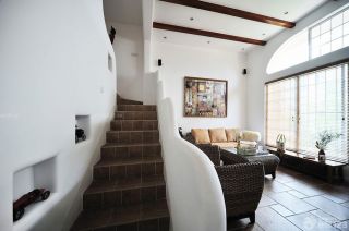 地中海风格个性室内楼梯建筑效果图