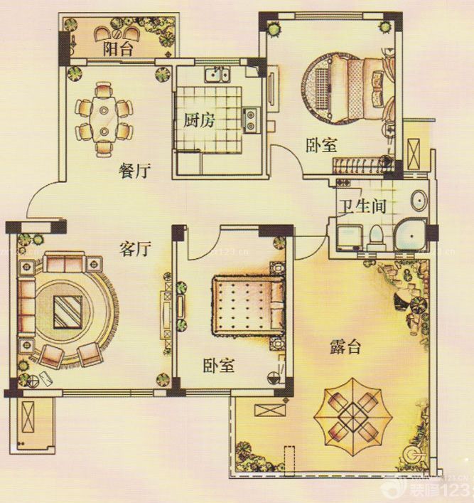 2023现代风格两房户型图