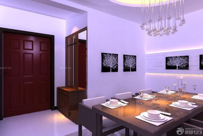 2023最新家庭餐厅室内紫色墙面效果图片