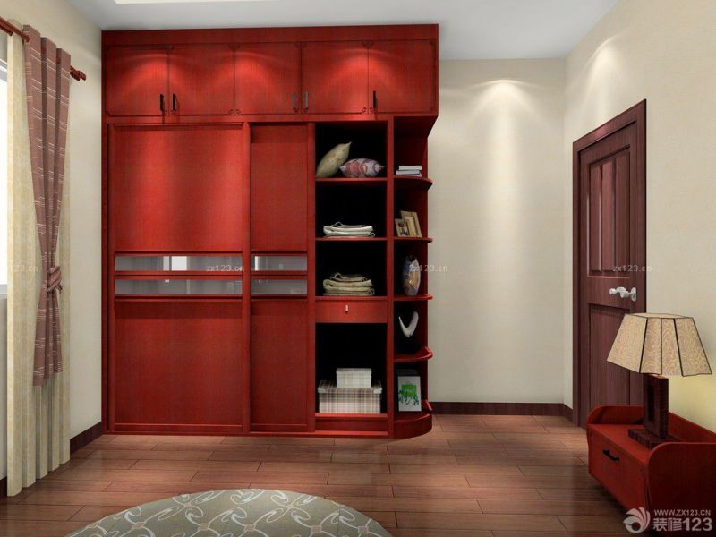 2023最新家庭室内卧室红木色门效果图片
