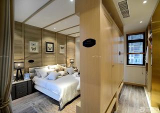中式田园风格卧室双人床设计效果图