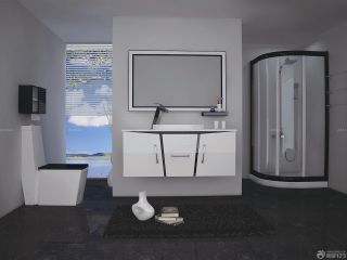 简约整体浴室白色家具装修效果图片