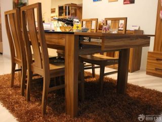 现代中式家装实木折叠餐桌装修案例大全