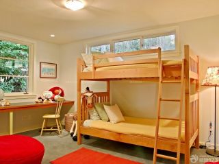 儿童房家具实木高低床设计图片