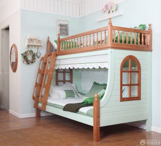 2023最新美式田园风格儿童房家具高低床设计图