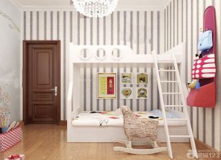 2023最新儿童房家具白色高低床设计图片