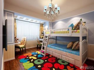 美式儿童房家具上下床设计效果图