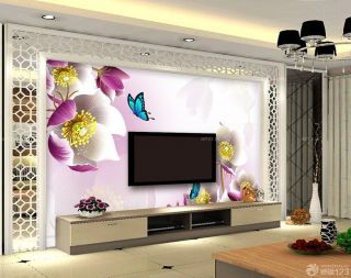 客厅电视背景墙彩绘设计效果图片