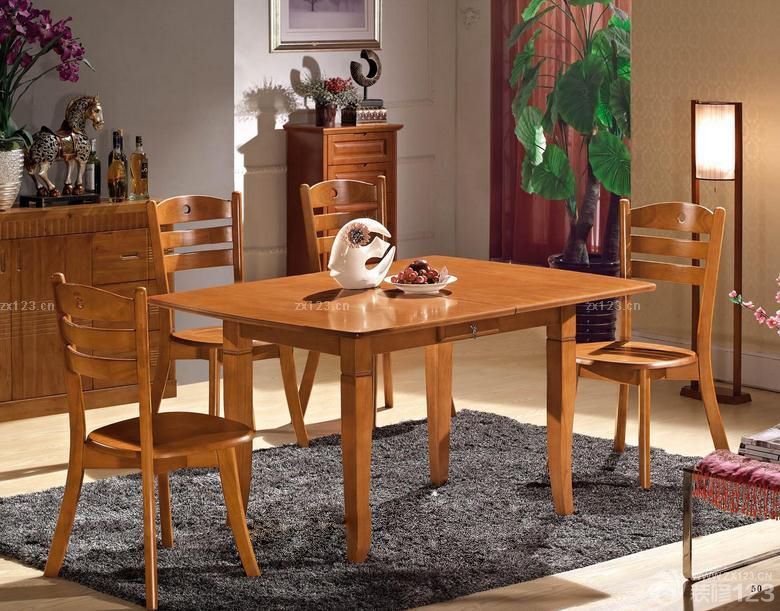 现代中式家装实木折叠餐桌设计效果图片大全