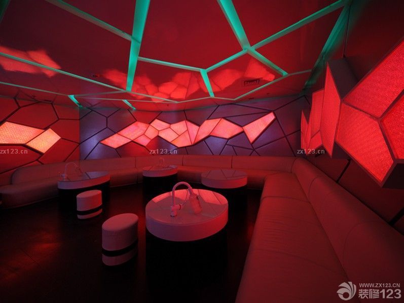 2023最新现代酒吧红色灯光装饰设计效果图片