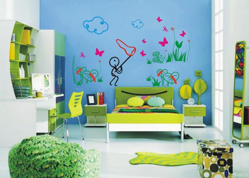 创意儿童房间背景墙彩绘装修设计图片大全