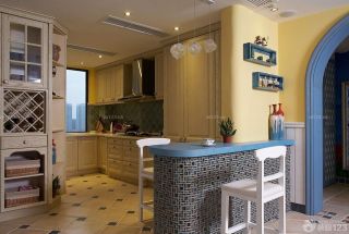 2023美式地中海混搭风格开放式厨房隔断装修案例