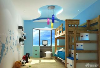 最新现代10平米儿童房高低床造型设计效果图