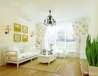 家装客厅小花窗帘设计效果图欣赏