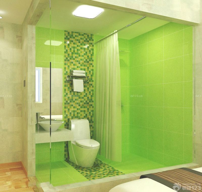 快捷酒店卫生间浴室玻璃隔断装修设计图片大全