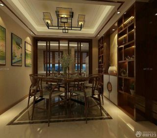 新中式风格家庭餐厅实木博古架设计案例大全