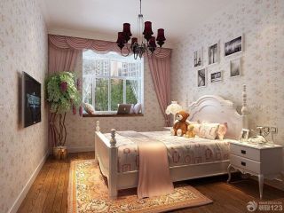 楼房卧室简欧风格2023小花壁纸装修效果图大全