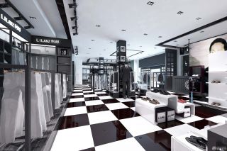 个性小服装店黑白相间地砖设计效果图