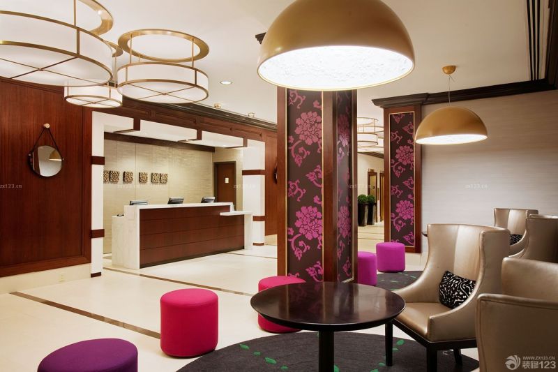 唯美快捷酒店大堂吊顶灯装修案例大全