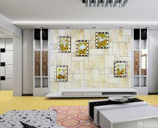 现代简约风格客厅电视玻璃砖墙面设计