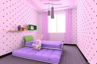 儿童房间粉色窗帘设计图片欣赏