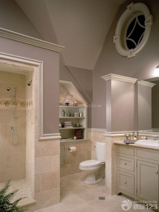 最新厕所米白色瓷砖装修效果图片欣赏