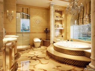 奢华欧式卫浴大理石包裹浴缸设计图片