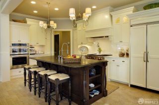 美式新古典敞开式厨房房屋装修设计效果图片