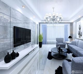 2023长方形客厅家装电视墙设计效果图大全