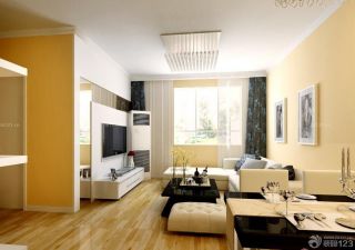 2023 80平米一室一厅黄色墙面装修案例